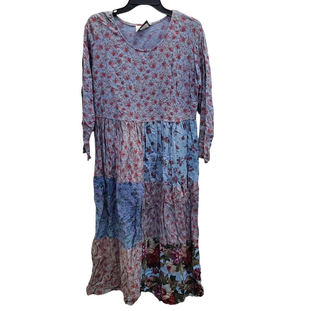 Plaza South Women's Vintage Cottagecore Prairie Grandma‎ Patchwork Print Dress S
